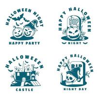 conjunto especial de halloween logotipo azul grátis vetor