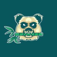 logotipo de panda fofo comendo bambu vetor