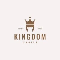 castelo monumento reino coroado império escudo guarda hipster design de logotipo vintage modelo de ilustração de ícone vetorial vetor