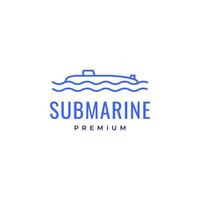 navio submarino sob a água oceano linha arte logotipo design modelo de ilustração de ícone vetorial vetor