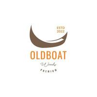barco coble madeira peixe tradicional vela oceano hipster design de logotipo modelo de ilustração de ícone vetorial vetor