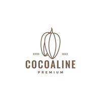 cacau chocolate feijão fruta linha doce design de logotipo mínimo modelo de ilustração de ícone vetorial vetor