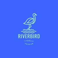 rio pássaro caça exótica comida peixe água linha mínima design de logotipo modelo de ilustração de ícone vetorial vetor