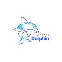 mar oceano criatura animal mamífero peixe golfinho abstrato linhas arte logotipo design vetor ícone ilustração modelo