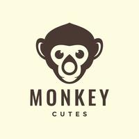 cabeça de animal primata macacos mascote macaco bonito design de logotipo modelo de ilustração de ícone vetorial vetor