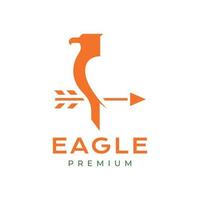 setas empoleiradas de águia focam design de logotipo de caça modelo de ilustração de ícone vetorial vetor