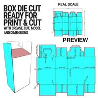 molde de cubo cortado em caixa com visualização em 3D organizado com corte, vinco, modelo e dimensões prontas para cortar e imprimir, em escala real e totalmente funcional. preparado para papelão real vetor