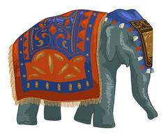 elefante indiano com pano decorativo, animal vetor