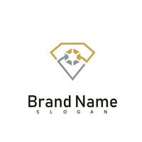 logotipo de diamante marca premium de luxo vetor