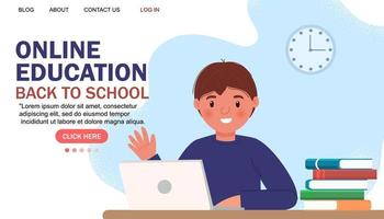 design plano moderno de educação on-line. conceito de escola on-line. ensino remoto. modelo de página de destino. para seu projeto. vetor