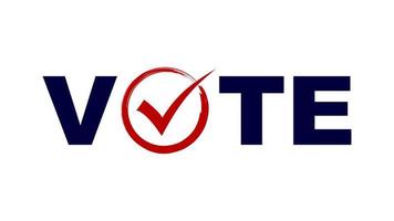 palavra de votação com símbolo de marca de seleção vermelha para ilustração vetorial de design de eleição vetor