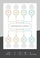 infográfico de opção de negócios de apresentação com estilo de linha e conceito colorido. 6 opções de infográfico podem ser usadas para fins comerciais. vetor