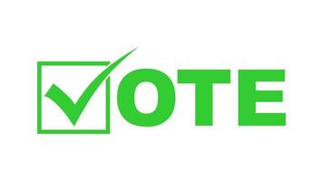 símbolo de marca de seleção verde de palavra de voto para ilustração vetorial de design de eleição vetor