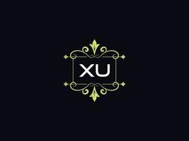 logotipo xu de luxo monograma, design de logotipo xu luxo mínimo vetor