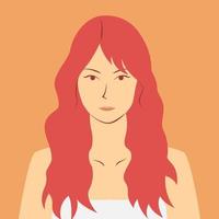 personagem de desenho animado linda mulher de cabelo vermelho em cores suaves e design plano. mulheres bonitas avatar vetor