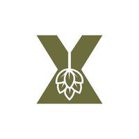 letra inicial x logotipo de fabricação de cerveja com modelo de vetor de ícone de cerveja