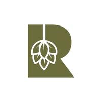 logotipo de fabricação de cerveja letra inicial r com modelo de vetor de ícone de cerveja