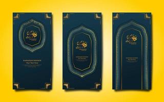 banner de pacote vetorial saudando o ramadã com um estilo elegante de luxo vetor