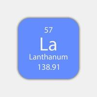 símbolo de lantânio. elemento químico da tabela periódica. ilustração vetorial. vetor
