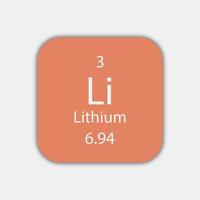 símbolo de lítio. elemento químico da tabela periódica. ilustração vetorial. vetor