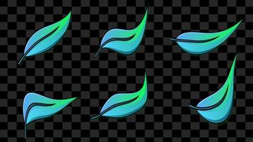 conjunto de ícones plana de logotipo de vetor de folha de cor turquesa verde. formas de folhas isoladas no fundo branco. bio planta e design de conceito de floresta floral de árvore.