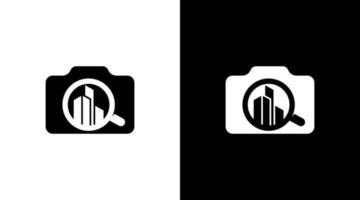 construção fotografia logotipo monograma câmera ícone preto e branco ilustração desenhos de estilo modelos vetor