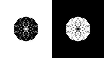 esfera de ioga logotipo monograma mandala ícone preto e branco ilustração modelos de designs de estilo vetor