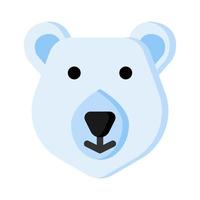 ícone polar em vetor de estilo plano, ícone animal, ícone de urso, animal de inverno