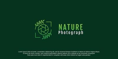 logotipo de fotografia com ilustração de ícone de design de conceito de natureza vetor