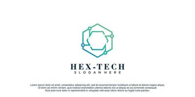 logotipo hexágono com ilustração vetorial de ícone de design de conceito de tecnologia vetor