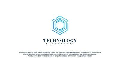 logotipo hexágono com ilustração vetorial de ícone de design de conceito de tecnologia vetor