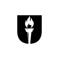 letra inicial u conceito de tocha de fogo com símbolo vetorial de ícone de fogo e tocha vetor