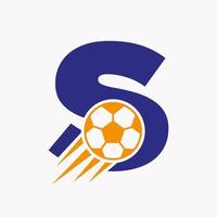 conceito de logotipo de futebol de letra inicial com ícone de futebol em movimento. símbolo do logotipo do futebol vetor