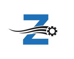 logotipo da roda dentada da engrenagem da letra z. ícone industrial automotivo, logotipo da engrenagem, símbolo de reparo do carro vetor