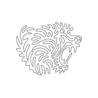 único desenho encaracolado de uma linha da arte abstrata de babuíno selvagem. ilustração em vetor de design gráfico de desenho de linha contínua de babbon feroz para ícone, símbolo, logotipo da empresa, pôster de boho