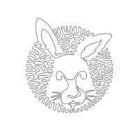 arte abstrata de desenho de linha contínua de redemoinho único. os coelhos têm orelhas compridas. desenho de linha contínua estilo de ilustração vetorial de design gráfico de coelho adorável para ícone, decoração de parede moderna minimalista vetor