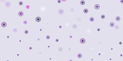 fundo do doodle do vetor roxo, rosa claro com flores.