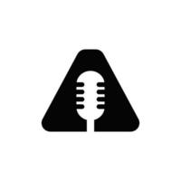 letra inicial um logotipo da música. logotipo de podcast de símbolo dj combinado com modelo de vetor de ícone de microfone