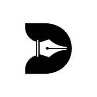 letra inicial d ícone de ponta de caneta para logotipo de educação e alfabeto baseado em modelo de vetor de símbolo de lei