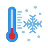 ícone de termômetro em vetor de estilo plano, temperatura de inverno