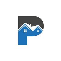 letra inicial p logotipo imobiliário com telhado de construção de casa para investimento e modelo de negócios corporativos vetor