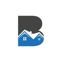letra inicial b logotipo imobiliário com telhado de construção de casa para investimento e modelo de negócios corporativos vetor
