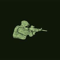 exército com design de ilustração de estilo de arte de arma vetor