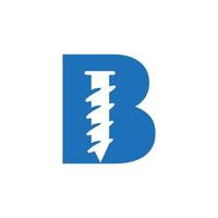 modelo de logotipo de parafuso letra b para design de símbolo de ferreiro de construção vetor
