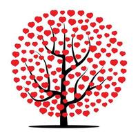 árvore com corações vermelhos. ilustração vetorial vetor