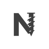 modelo de logotipo de parafuso de letra n para design de símbolo de ferreiro de construção vetor