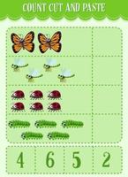 contar, cortar e colar planilha de matemática para crianças vetor