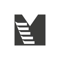 letra inicial m logotipo da escada. modelo de vetor baseado em alfabeto de símbolo de logotipo de etapa