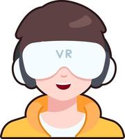 vr tecnologia estudante usuário homem menino avatar pessoa social adesivo plano preto estilo vetor