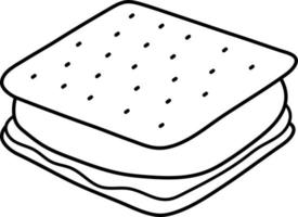 linha de ilustração de elemento de ícone de sobremesa de marshmallow s mores com estilo de cor branca vetor